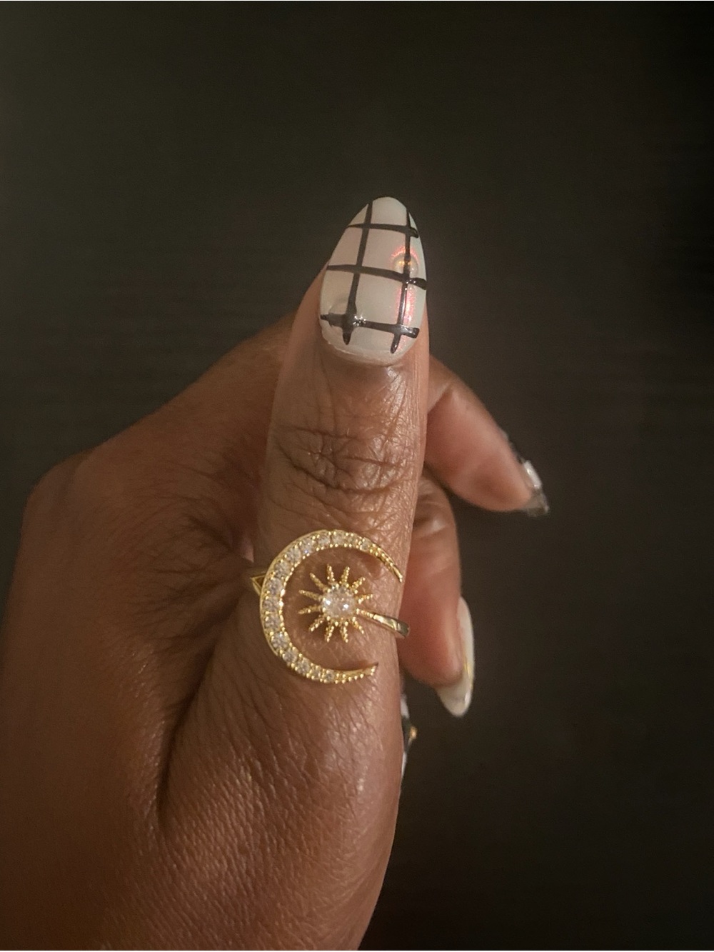 Gold Moon & Star Pave Ring - Gold